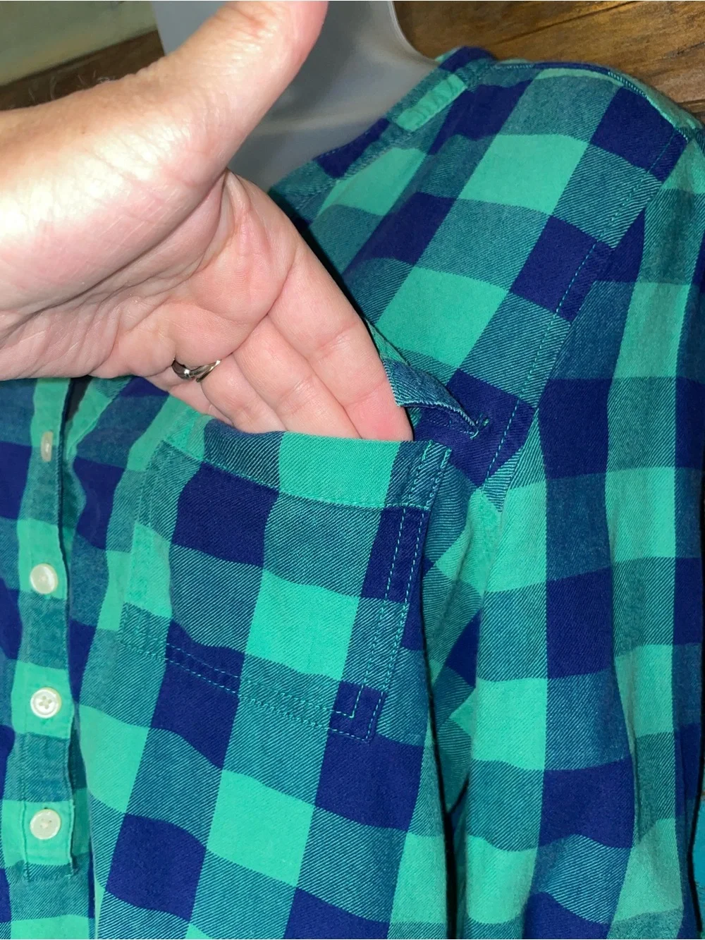 Upcycled Old Navy Fitted Plaid 'Let the Shenanigans Begin' Top Small